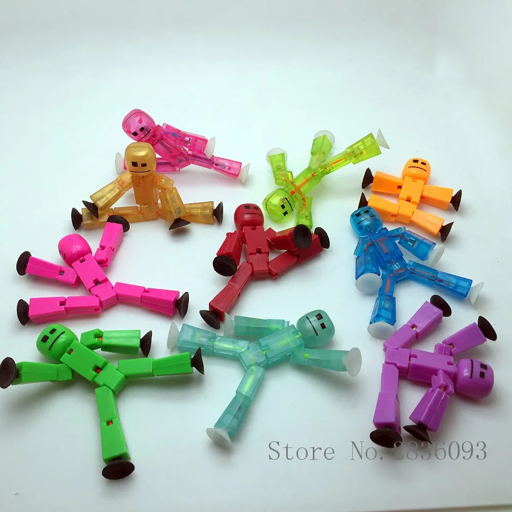 10pcs different colors stikbot/bag Suction Cup Deformable stick Robot action figure children gifts models stickbots