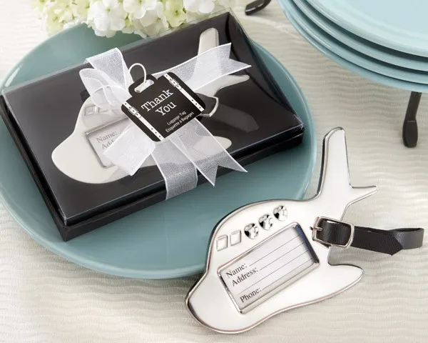 

Wedding Favors Airplane Luggage Tag Chrome Handbag Tags Bridal Shower Favors Luggage Tags+400pcs/lot