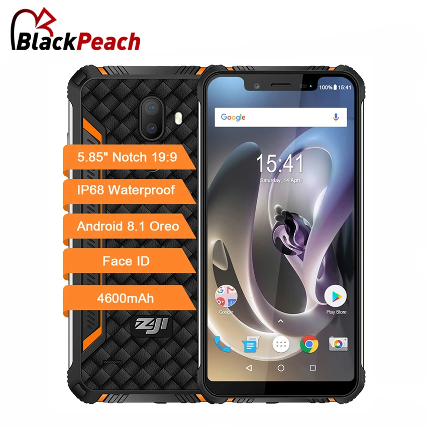 

ZOJI Z33 IP68 Waterproof Smartphone 5.85" 19:9 U Notch mobile phone Android 8.1 3GB+32GB 4600mAh Dual 16MP Face ID rugged phone