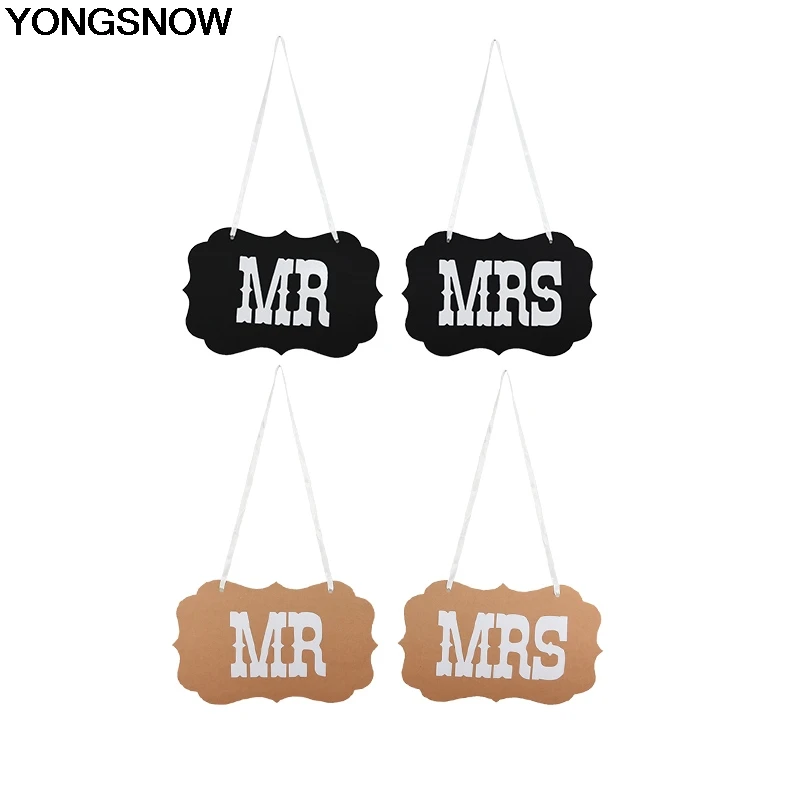 Набор баннеров на стул YONGSNOW Mr & Mrs из крафтовой бумаги принадлежности для