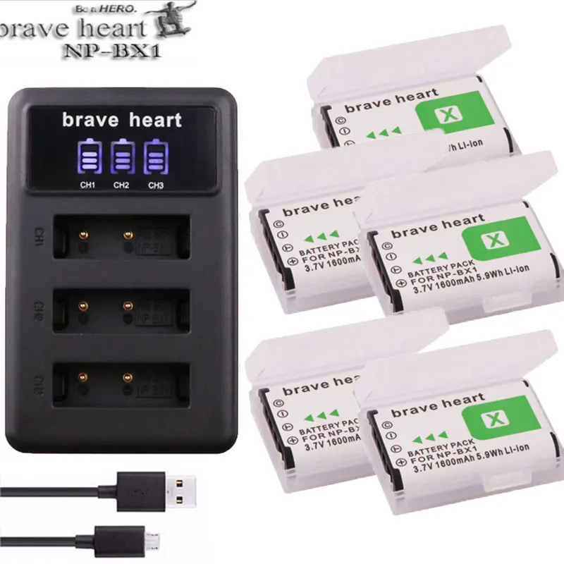 

5x Bateria NP-BX1 NPBX1 np bx1 battery for Sony DSC-RX100 DSC-WX500 HX300 WX300 HDR AS100v AS200V AS15 AS30V AS300 M3 M2 HX60