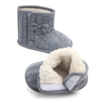 

Bowknot Baby Shoes Winter Infants Crochet Knit Fleece Boots Butterfly-knot Toddler Girl Boy Wool Snow Crib Shoes Winter Booties