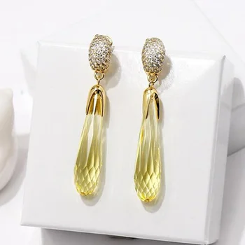 

2019 New Style 9 Kind Of Color Water Drop Earring White Blue Pink Purple Crystal Drop Earrings For Women (DJ1358)
