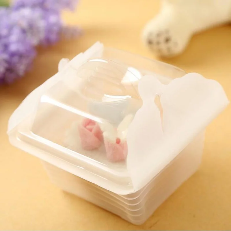 

200pcs Food Grade Disposable Clear Plastic Transparent Cheese Cake Boxes Plastic Cake Box for Pastry Bakery Dessert Shop ZA6130