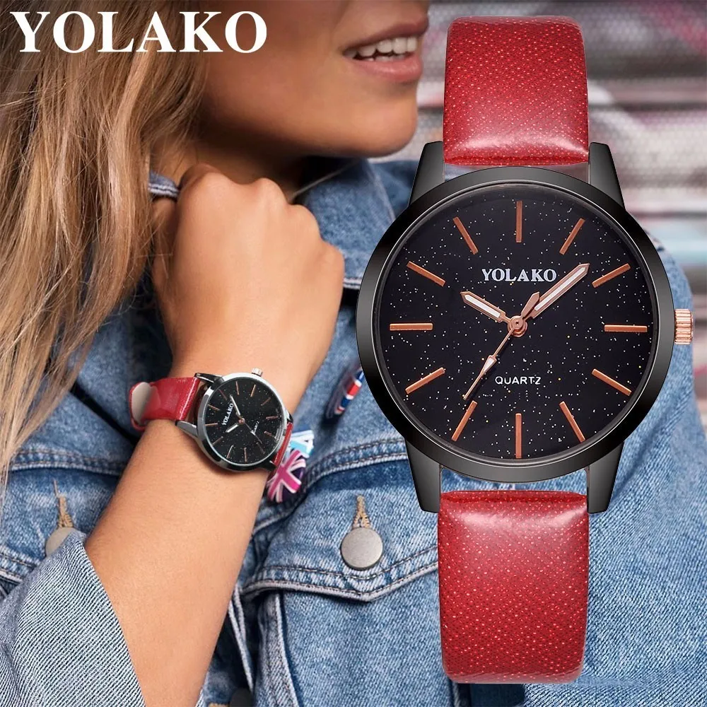 

YOLAKO Brand Women Simple Dial Wrist Watch Casual Fashion Luxury Leather Quartz Watch Clock Relogio Feminino Drop Shipping