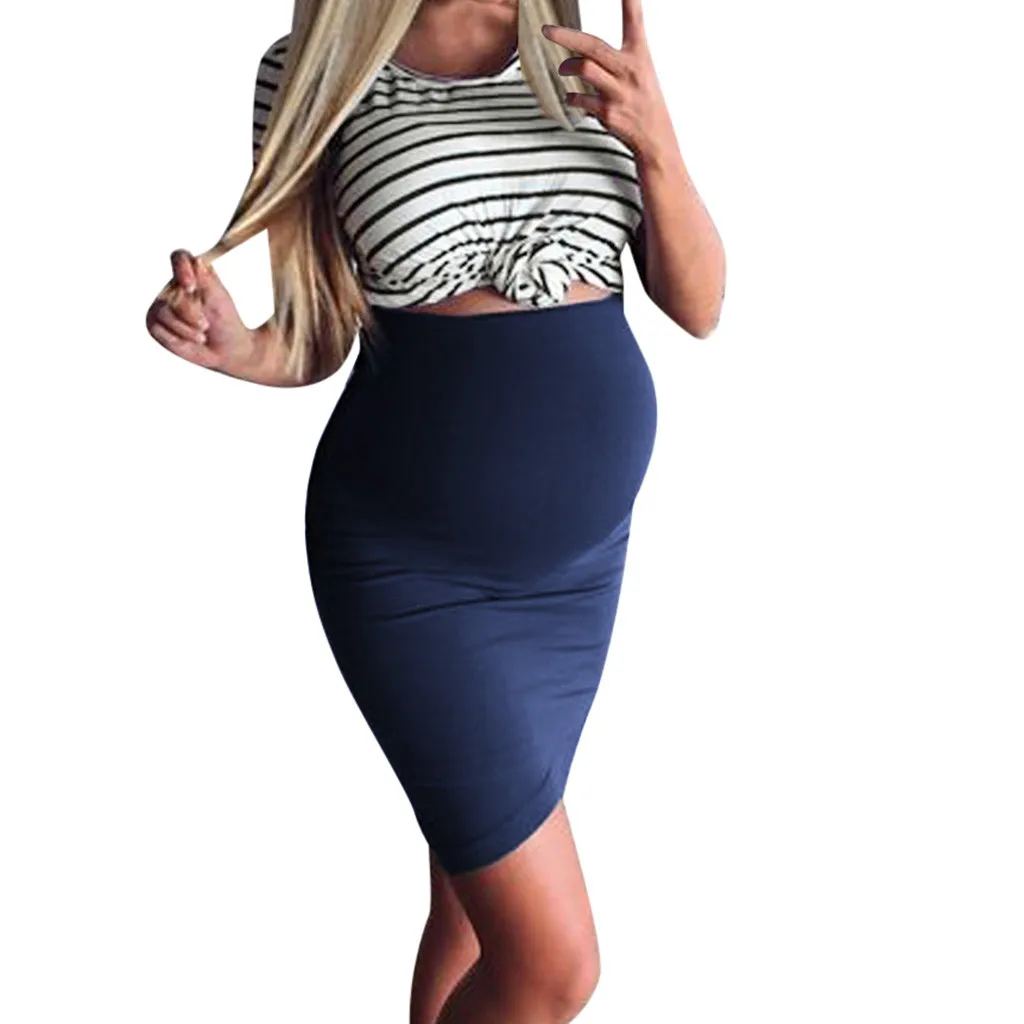 

Women's Maternity Pregnanty Summer Dress O-Neck Short Sleeve Stripe Split Summer Dress for Pregnant Women Maternity Dresses 2019