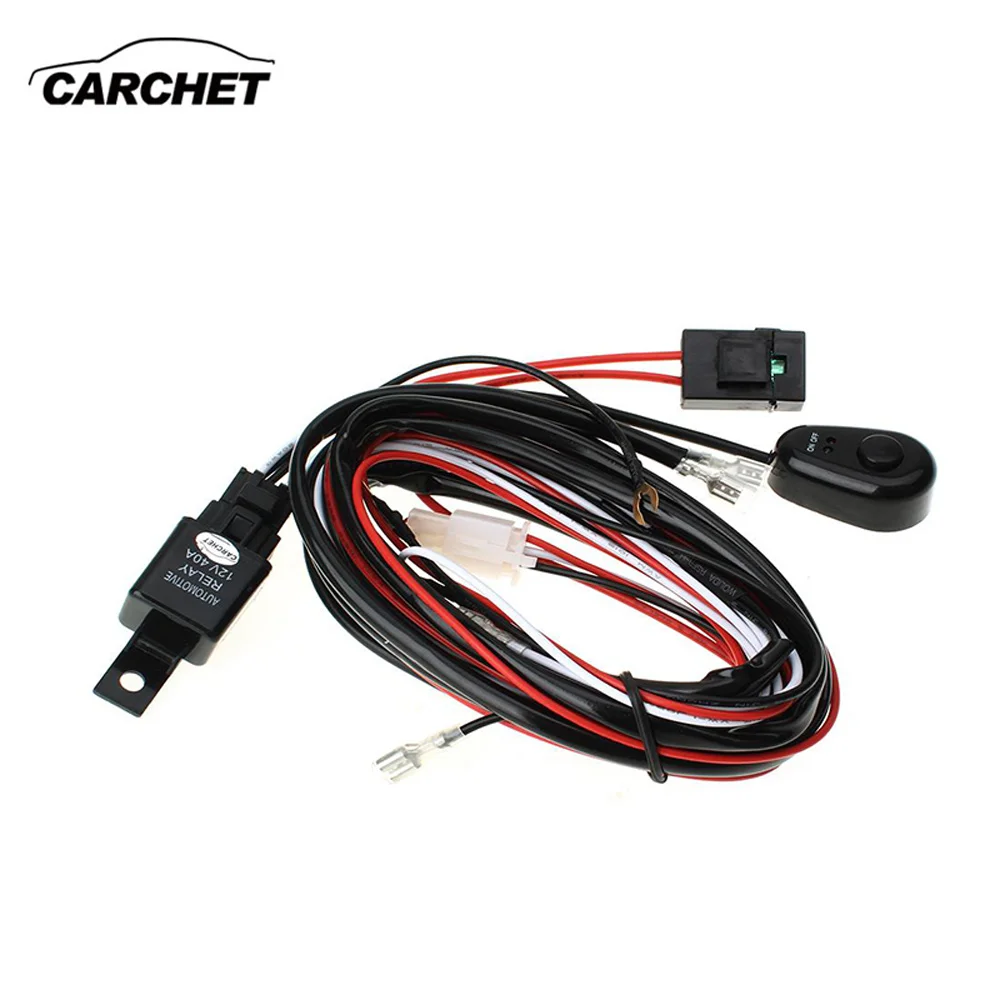 

CARCHET Universal HID Wiring Harness Kit 12V 40A LED Driving Fog Light Harness With Switch Relay Diagnostic-tool FREE SHIPPING