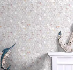 Супер белый шестиугольный жемчуг матери подвеска с мозаикой плитка для украшения дома