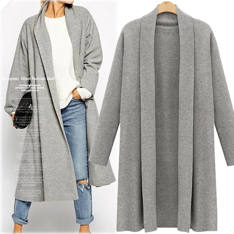 

LANMREM 2019 Autumn Winter New Fashion Casual Women Long Coat Solid Color Wild Loose Large Size Knit Cardigan TC112