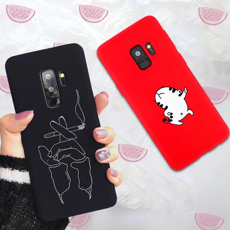 Soft Silicone Case For Samsung Galaxy S9 S9 plus Note 9 A6 2018 Case Cute Funny Cat Original  3D Relief Design Cover Funda (1)