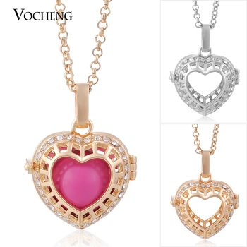 

10pcs/lot Vocheng Pregnancy Ball Jewelry Romantic Love Heart Pendant Necklace with Stainless Steel Chain VA-083*10 Free Shipping