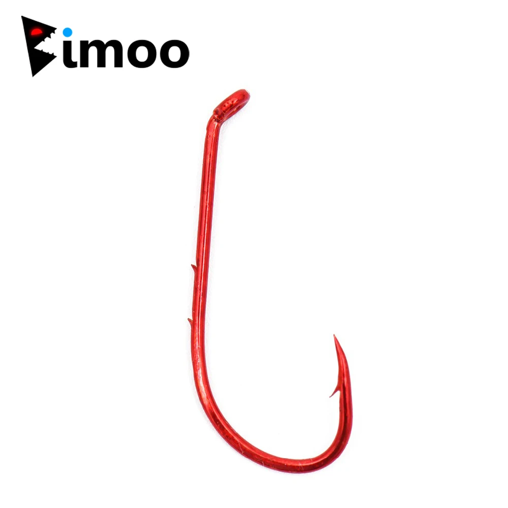 

Bimoo 25PCS Bent Eye Red Baitholder Fish Hook with Shank Spikes for Worm Bait Holder Snell Size #1/0 #1 #2 #4 #6 #8
