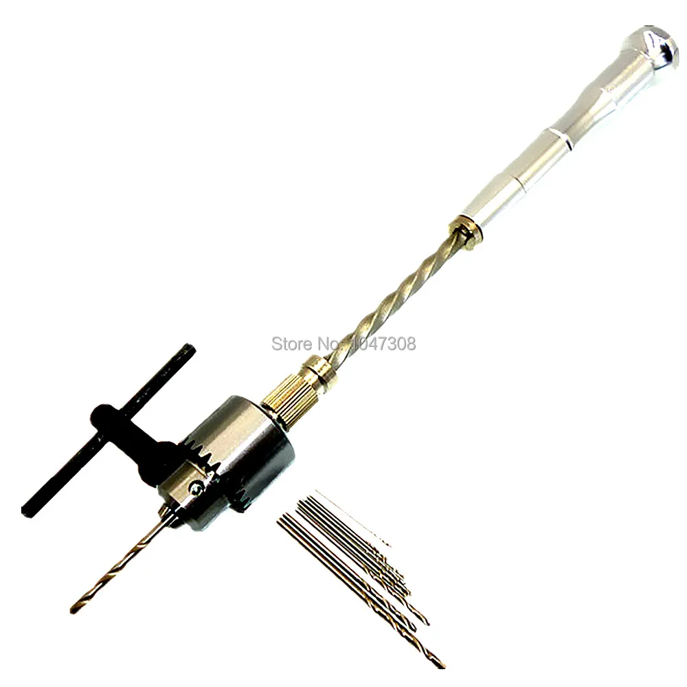 

10pcs Hss Micro Mini Twist Drill Bits with Semi-Automatic Manual Hand Drill Wood Beads Cut Wood Crafts Jewelry Hobby Projects