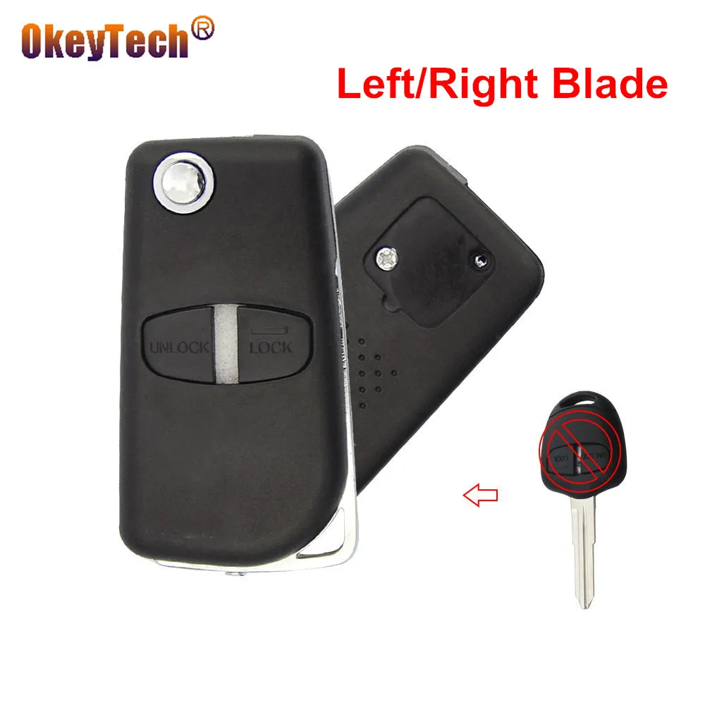 OkeyTech 2 Buttons Replacement Modified Flip Remote Car Key Shell Case For Mitsubishi Out lander Mirage Lancer Left/Right Blade |