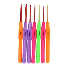 PHFU 7 шт многоцветные пластиковые спицы комплект крючков для вязания с эргономичные ручки 2,0-5,0 мм