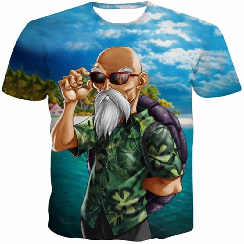 Новое поступление, забавная 3d футболка Master Roshi, летние хипстерские футболки с коротким рукавом, мужские/женские футболки с аниме Dragon Ball Z, мужские футболки