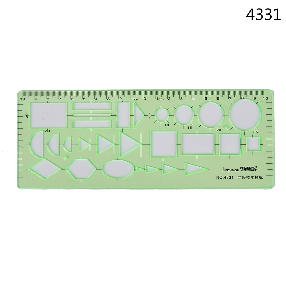 1 шт. десять видов шаблон правитель Геометрия линейка-трафарет зеленый пластик лаборатория канцелярские измерительный инструмент