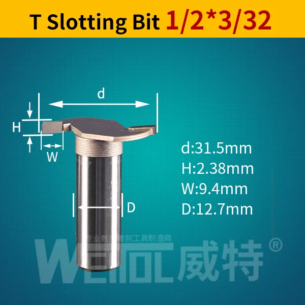 Weitol 1 шт. 1/2 дюймов деревообрабатывающий фреза Т-типа долбежный резак инструмент для резьбы по дереву Два флейты фрезы - Длина режущей кромки: 12332