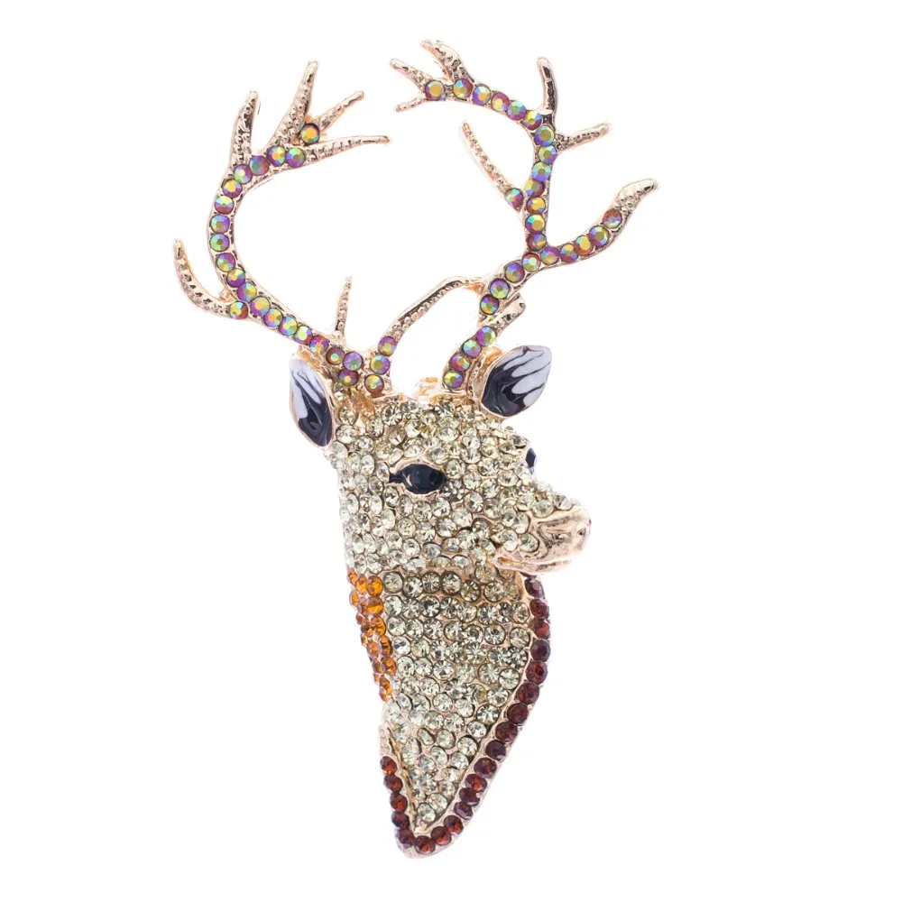 

Reindeer Brooches Rhinestone Crystals Yellow Animal Head Deer Broach Brooch Pins Jewelry Accessories FA3181