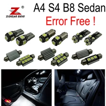 13pcs bulb for Audi A4 B8 S4 LED Interior Light Kit + front dome lamp + Rear map lights + vanity mirror + trunk (09-15)