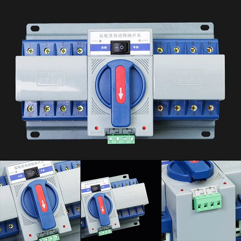 

63a 2p 50hz/60hz Dual Power Automatic Transfer Switch Auto-switch M6 Hole