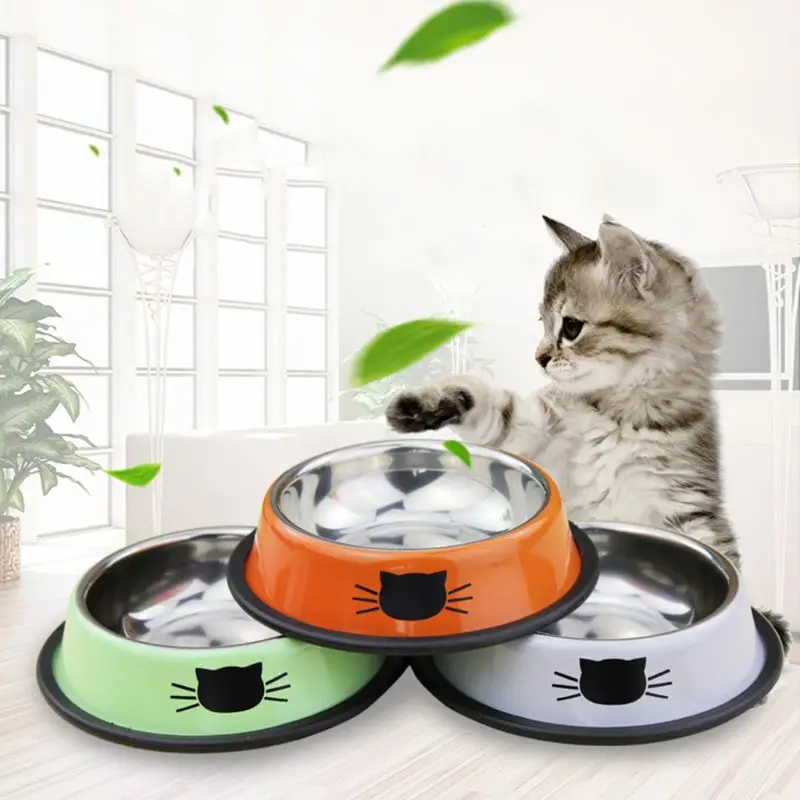 Миска для кормления кошек из нержавеющей стали миски для домашних животных миски для кошек миска для воды толстая нескользящая миска для кошачьих собак миска для еды s Посуда