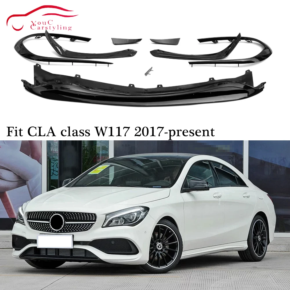 

W117 Front Lip with Canards Splitter Bumper Spoiler for Mercedes CLA C117 CLA180 CLA200 CLA250 CLA45 AMG package 2017 - 2019