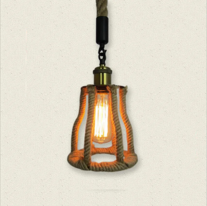 Free shipping Hand Knitted Hemp Rope Pendant Lights Country side