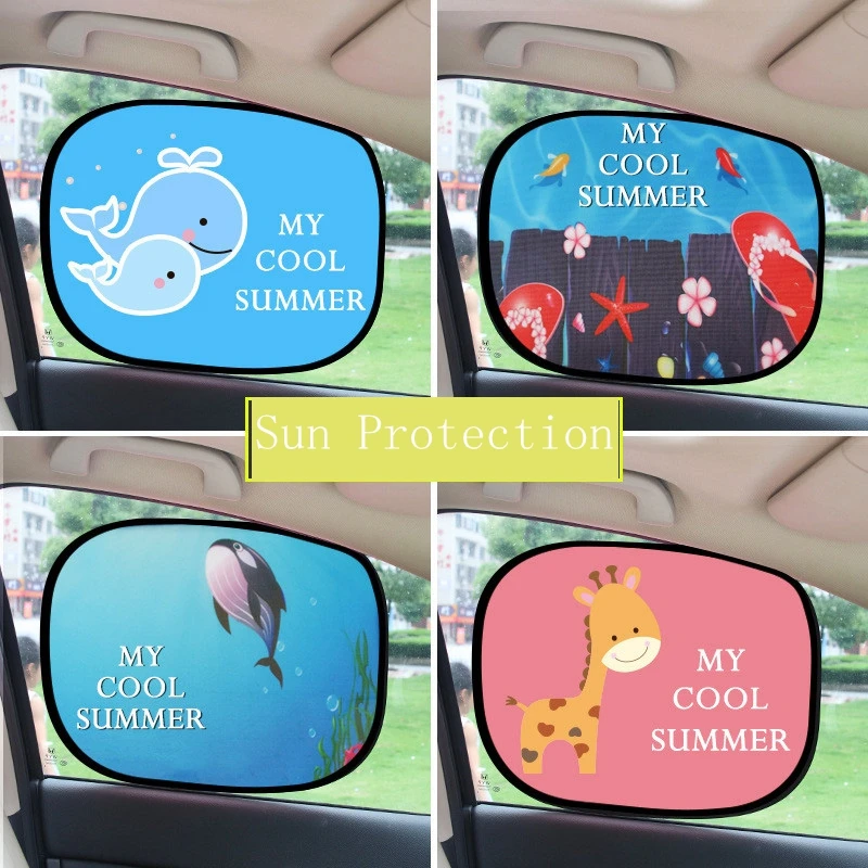 

2 Pcs Car Window Curtain Electrostatic Adsorption Sunshade Stickers Cartoon Pattern Kid Sun Protection Curtain Car Styling F01D3