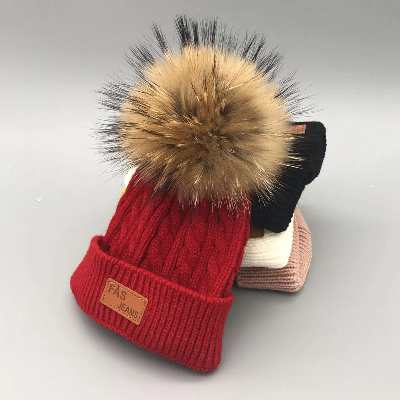 bonnet enfant skullies beanies for kids winter hats children kids boys girls fur pompom skullies beanies for pompom hat
