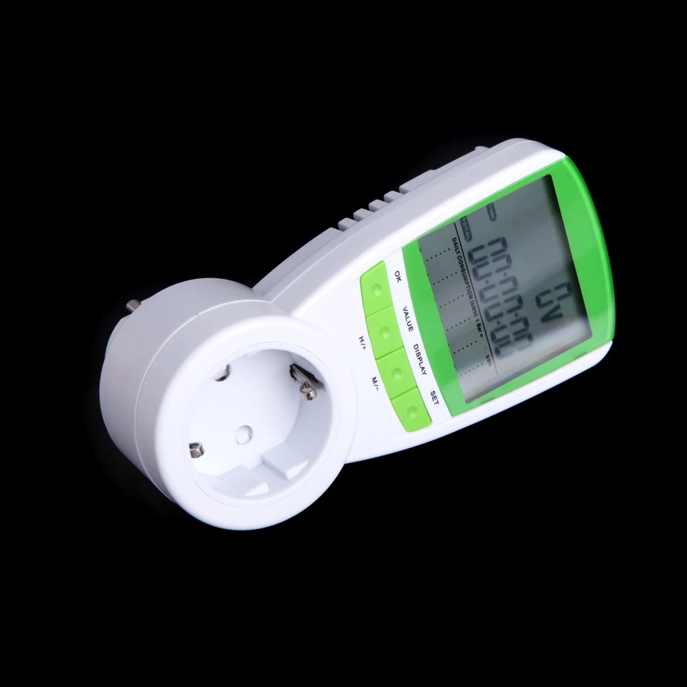 

EU Wall Socket EU Plug Power Meter Socket LCD Digital Display Wattage Voltage Current Frequency Analyzer 230V AC 16A Socket