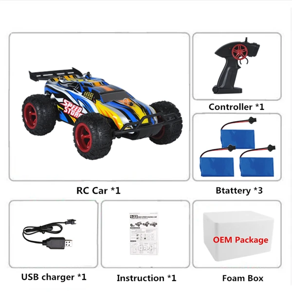 Радиоуправляемая машинка на радиоуправлении, светодиодные игрушки для детей, для мальчиков, внедорожная машина на дистанционном управлении, автомобиль машины на Qadio, автомобиль 1:22, 2,4G, 2WD - Цвет: Blue 3B Foam Box