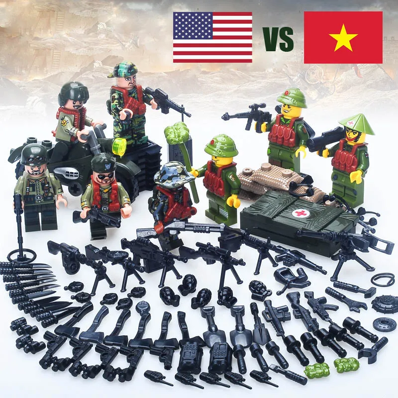Игрушечная мини кукла kiitoz Vietnam War VS USA Army с оружие военные строительные блоки для