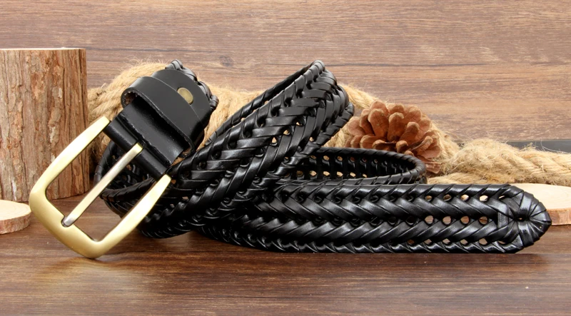 black leather belt Unisex Men and Women Belt Genuine Leather Female Belt Woven Knitted Quality Belt Male Luxury strap Belts Cummerbund dropshipping types of belts