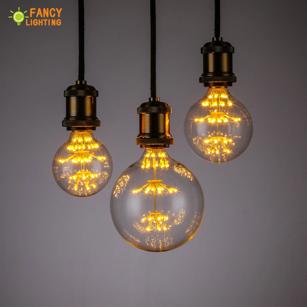 

LED Filament Light Lamp E27 220V 3W G80 G95 G125 LED Firework Ball Bulbs Energy saving Starry sky lamp home Decor light bulb