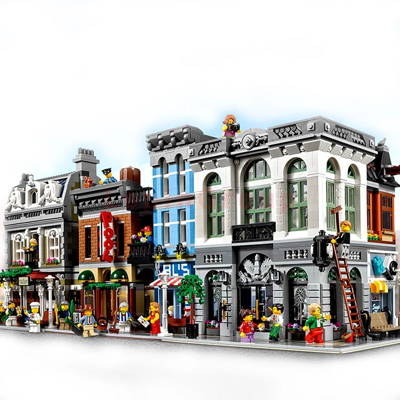 

LEPIN 15001 Brick Bank LEPIN 15010 Parisian Restaurant LEPIN 15011 Detective's Office Model Building Blocks Bricks legoing Toys