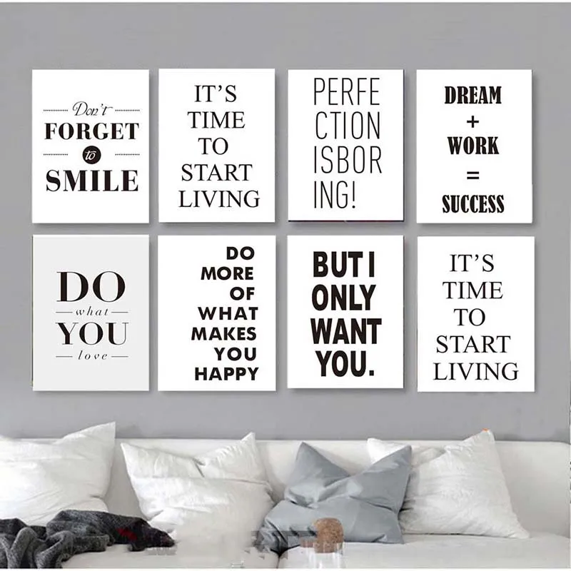 

Nordic Wall Art For Living Room Home Decor Modular Dream Work Success Life Quotes Picture Canvas Painting Poster Art Prints