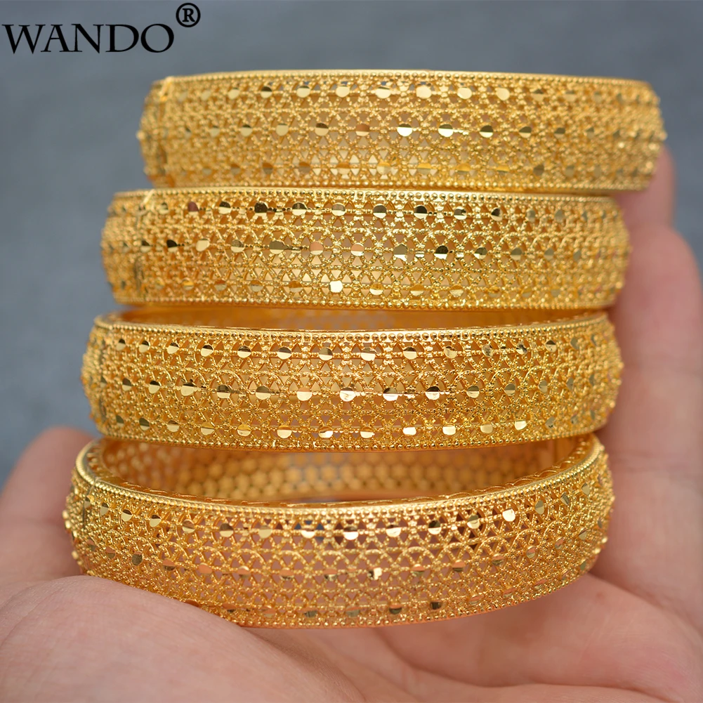 Wando, 4 шт./лот, 24 k, золотые браслеты для женщин, золотые, Дубай, для невесты, свадебные, Эфиопский браслет, Африка, арабский браслет, ювелирные изделия, золото, шарм, wb97