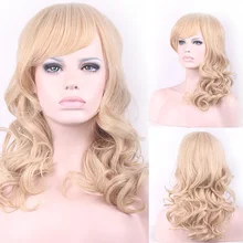 55cm Fashion Synthetic Lace Front Wig Long Curly Wavy Cosplay Wigs For Women Wigs Hair Wig Girl Gift Light Golden HB88