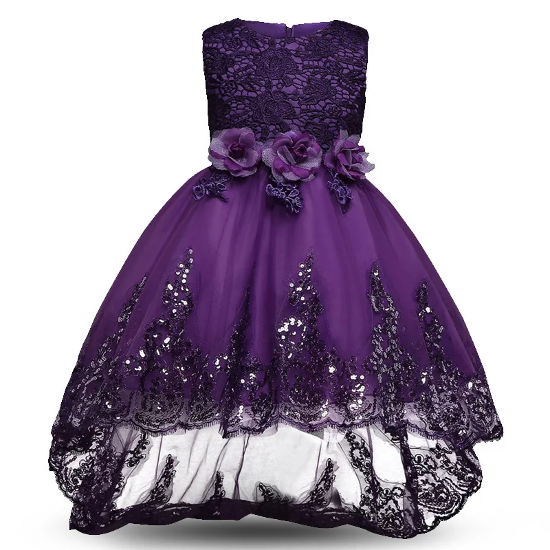 

Spring Models Child Girl Dress Lace Flowers Children's Dress Princess Dresses with Tail Wedding Kids Dress for Girls