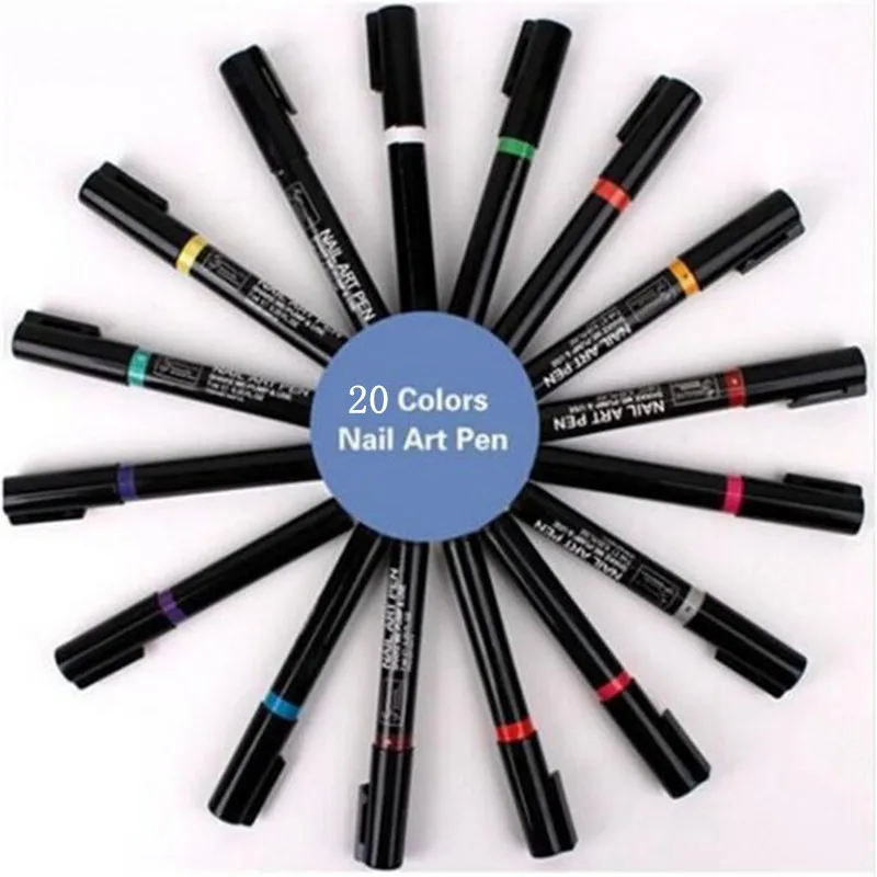 20 цветов ручки для дизайна ногтей разноцветный лак ручка Гель-лак Живопись Рисунок ручка УФ-гель для дизайна ногтей DIY украшения маникюрные инструменты