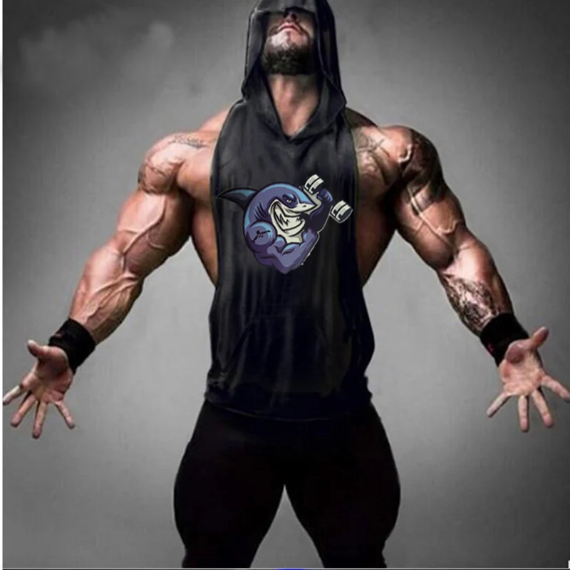 

Men Cotton Hoodie Sweatshirts fitness clothes bodybuilding tank top men Sleeveless Tees Shirt golds Stringer vest H-15