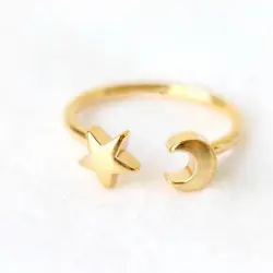 Rinhoo Золото Цвет Нержавеющая сталь Регулируемый Луна и звезды кольца для женщин мужчин вечерние невесты ювелирные изделия подарок на Новый