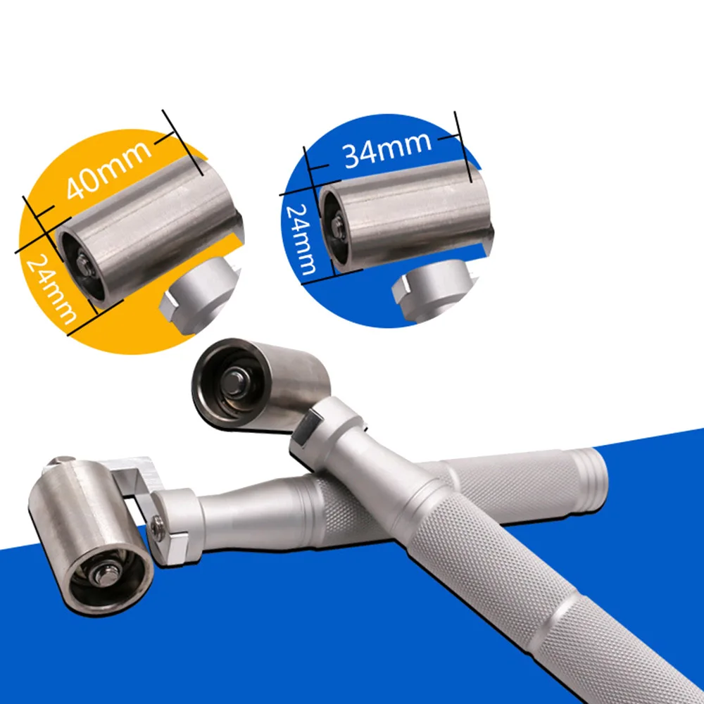 34mm/40mm Stainless Steel Flat Pressure Roller Wallpaper Apply Hand Tool W/ Bimetallic Bearing
