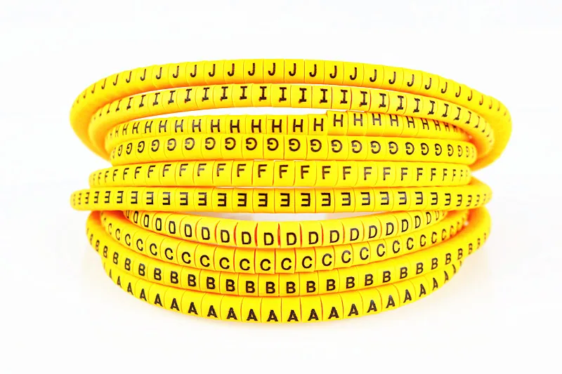 

650pcs yellow EC-0 EC-1 EC-2 EC-3 4mm2 A-Z Twenty-six English Letter Flexible Print Sleeve Tube Label Network Wire Cable Marker