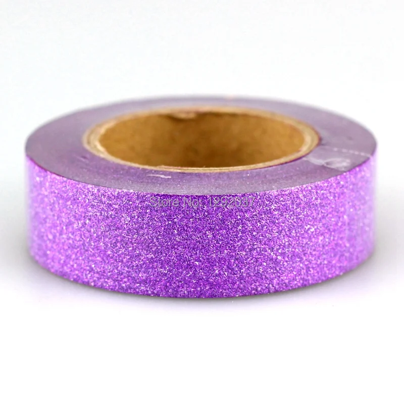 1PCS 15mm*10m Cute Purple Glitter Tape Decorative Washi Tape Paper DIY