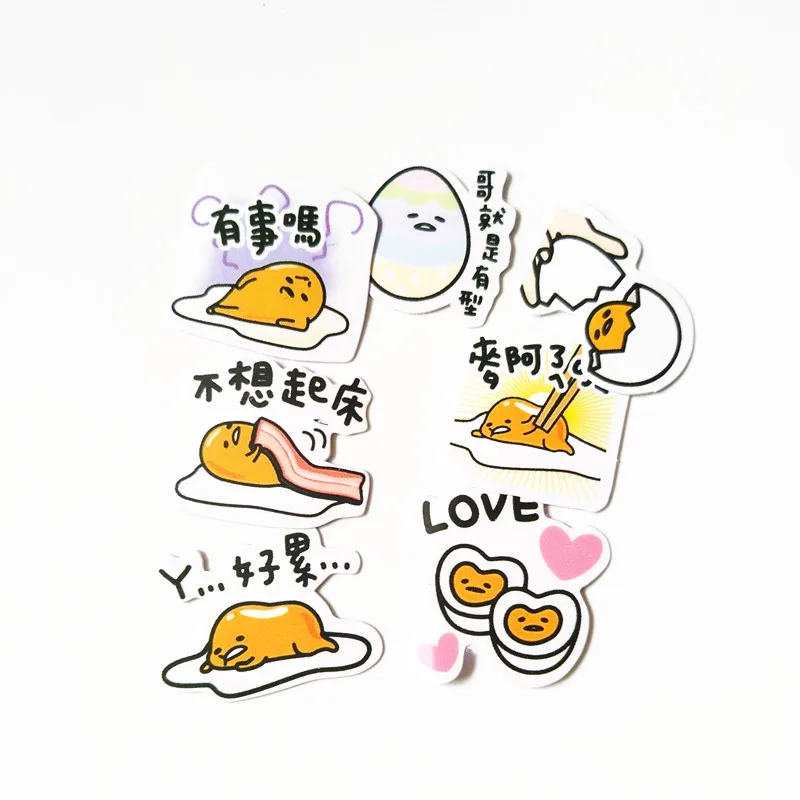 10 Сумки Новинка японский Gudetama Lazy Яйцо мультфильм забавные наклейки для ноутбука автомобиля велосипедный багаж Водонепроницаемая Наклейка s