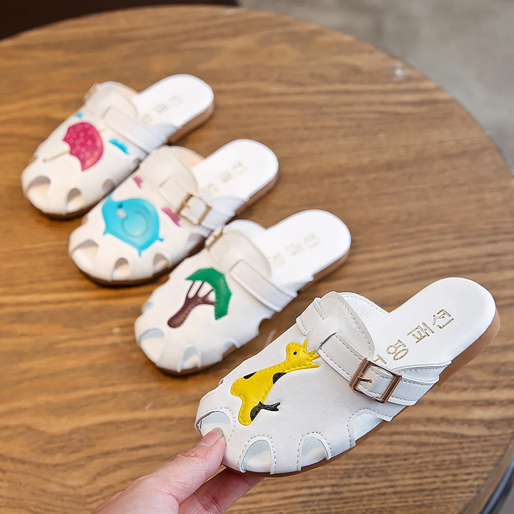 

High Quality MUQGEW 2019 Summer Fashion Children Baby Girl Slipper Summer Animal Leather Rubber Slipper Casual Sandals Shoes