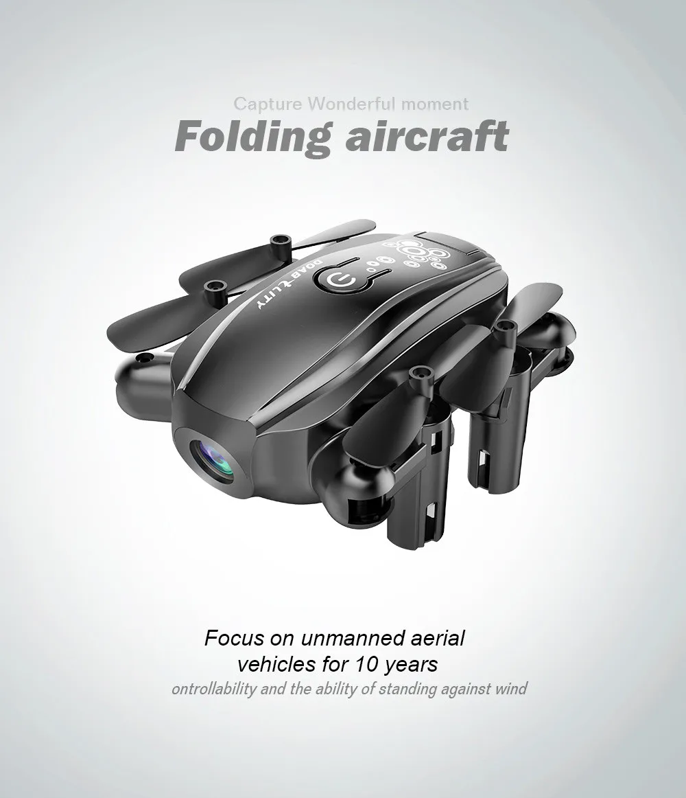 D10WH 2.4Ghz Foldable WIFI FPV Drone w/ 720P/ 480P HD Camera Altitude Hold Mini RC Quadcopter Pocket Selfie Drone RTF