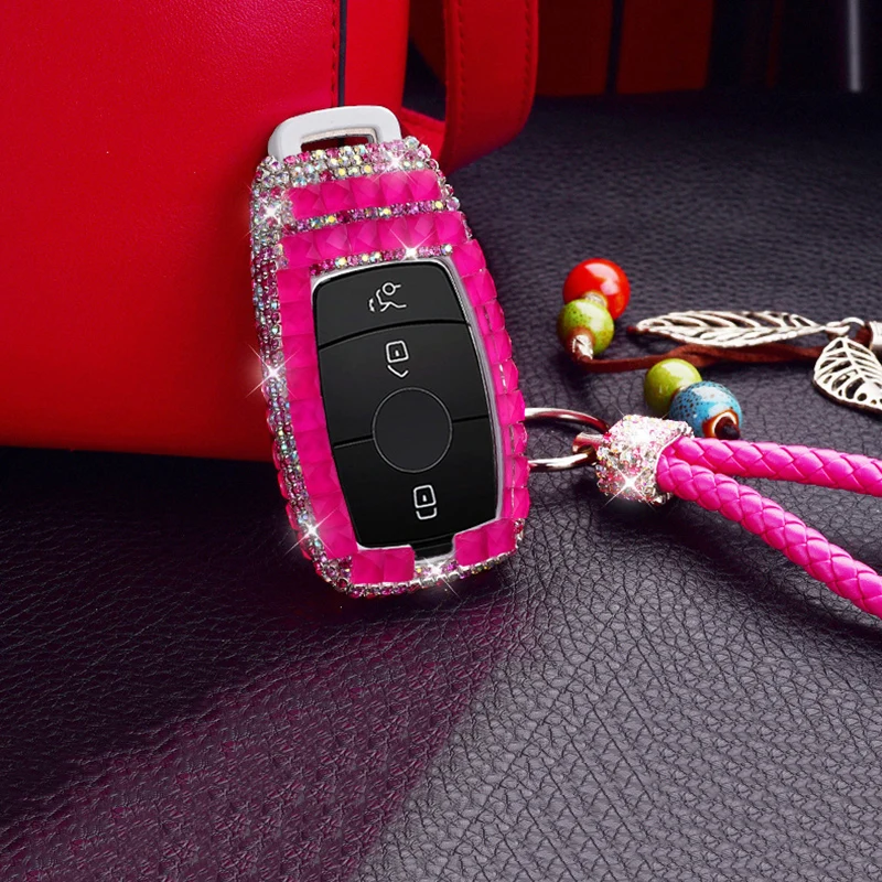 

Car Key Case Luxury Diamond Crystal Shining Smart Key Holder for Mercedes Benz AMG 2016 2017 E Class W213 E200L E260 E300L E320L
